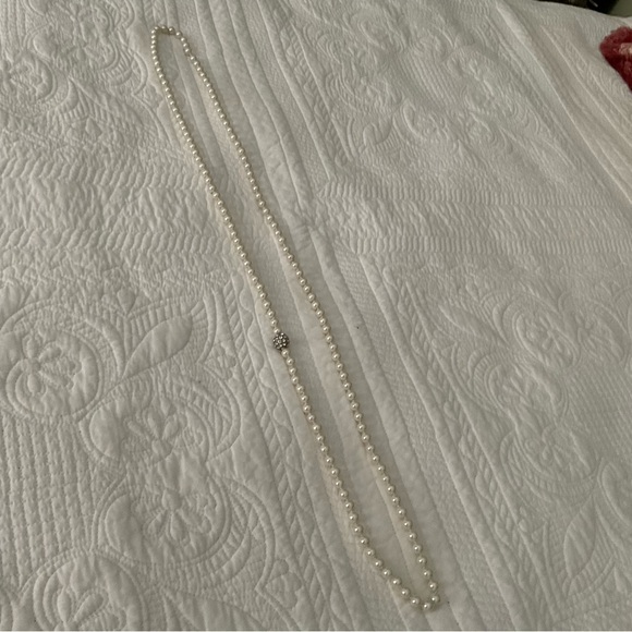 FAUX PEARL AND RHINESTONE NECKLACE AND MATCHING BRACELET VINTAGE - Picture 5 of 11